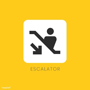 Yellow down escalator icon sign vector | Free stock vector - 538351
