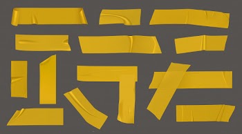 Yellow duct adhesive tape pieces Free Vector
