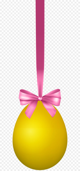 Yellow Easter egg Design - Yellow Hanging Easter Egg with Bow Transparent Clip Art Image 