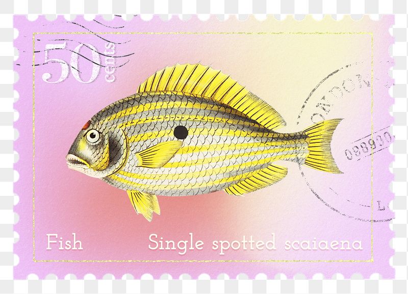 Yellow fish png post stamp | Free PNG - rawpixel
