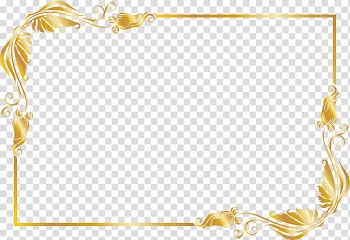 Yellow floral border illustration, LINE, Golden lines of flowers transparent background PNG clipart