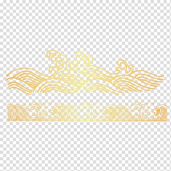 Yellow floral illustration, Line Wind wave, Golden lines of the waves material transparent background PNG clipart