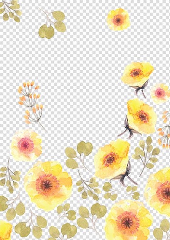 Yellow flower pattern transparent background PNG clipart