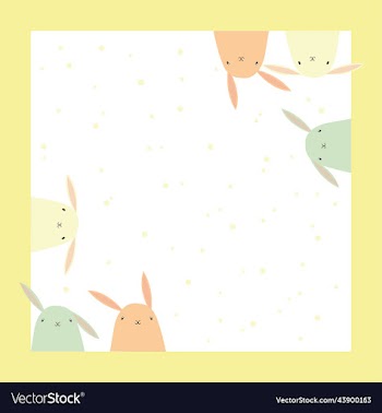 yellow frame with cute rabbits