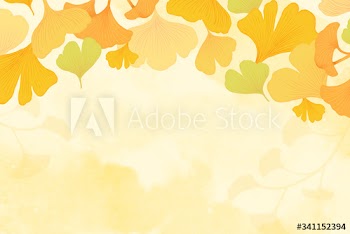Yellow ginkgo leaf framed background
