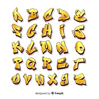 Yellow graffiti alphabet
