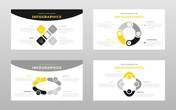 Yellow gray and black colored business infographics concept power point presentation pages template Free Vector