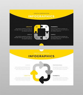 Yellow gray and black colored business infographics concept power point presentation pages template Free Vector