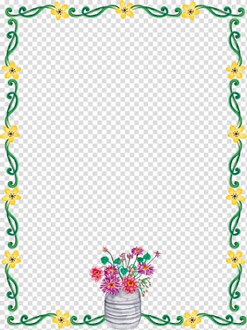 Yellow Green Flower, Green flower rattan decorative frame transparent background PNG clipart