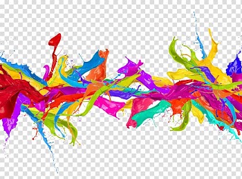 Yellow, green, red, and blue paint splash, Screen printing Graphic design Business card, Colorful paint transparent background PNG clipart