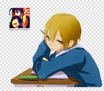 Yellow-haired anime character transparent background PNG clipart