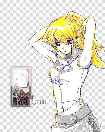 Yellow-haired girl anime character transparent background PNG clipart