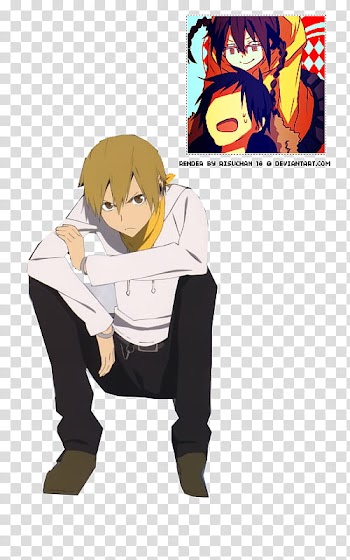 Yellow haired male anime character transparent background PNG clipart
