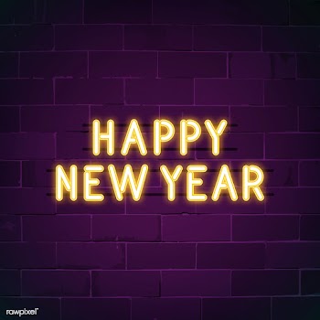 Yellow happy new year neon sign vector | Free stock vector - 532803