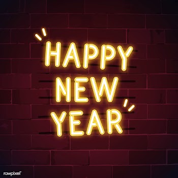 Yellow happy new year neon sign vector | Free stock vector - 532811
