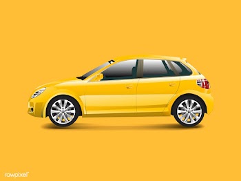 Yellow hatchback car in a yellow background v.. | Free stock vector - 540254