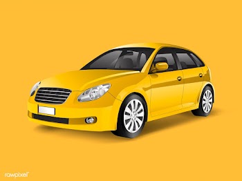 Yellow hatchback car in a yellow background v.. | Free stock vector - 540421