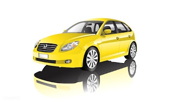 Yellow hatchback car isolated on white vector | Free stock vector - 540185