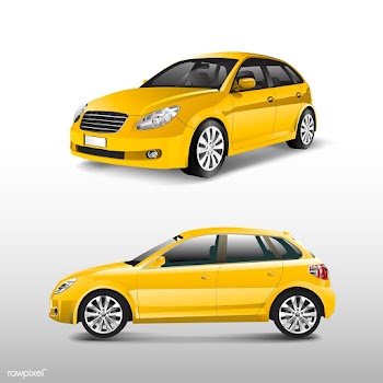 Yellow hatchback car isolated on white vector | Free stock vector - 540238