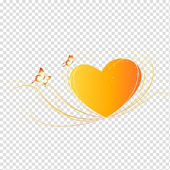 Yellow Heart Illustration, Heart-shaped decorative stripes transparent background PNG clipart