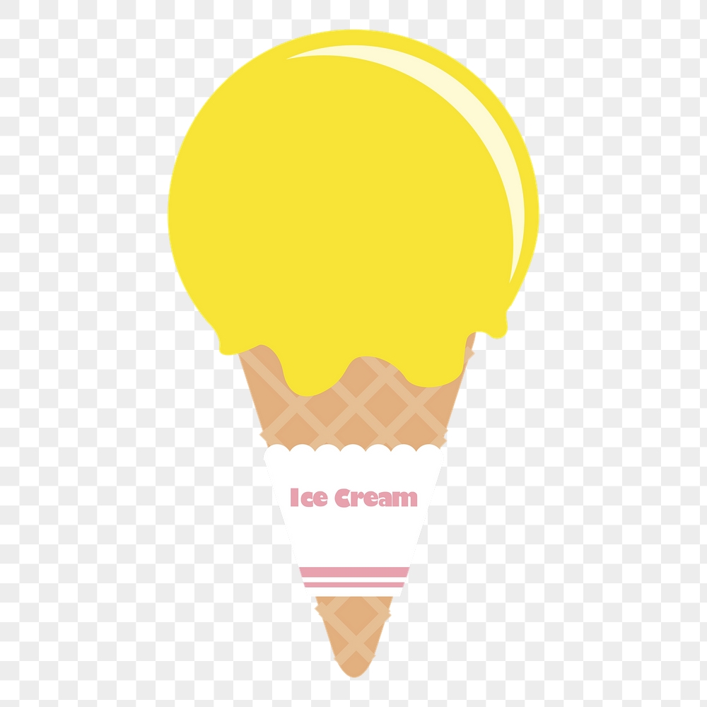 Yellow ice-cream png cone sticker, | Free PNG - rawpixel