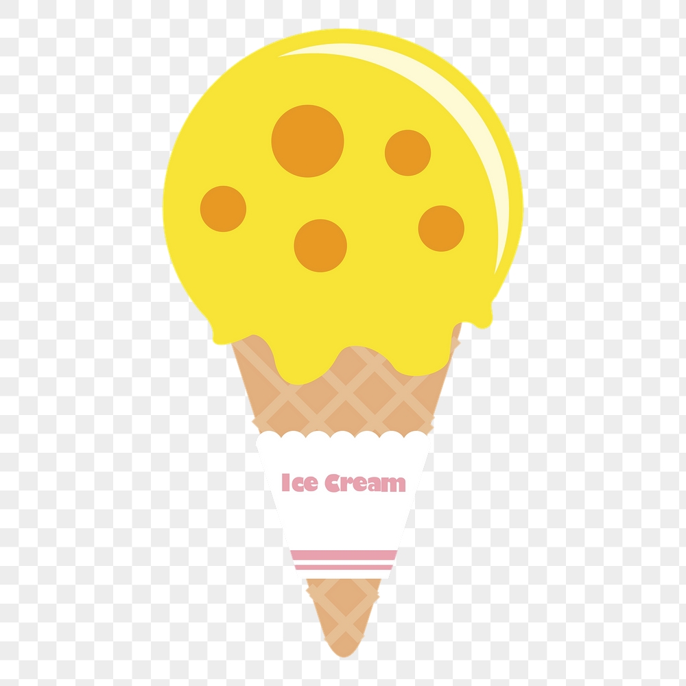 Yellow ice-cream png cone sticker, | Free PNG - rawpixel