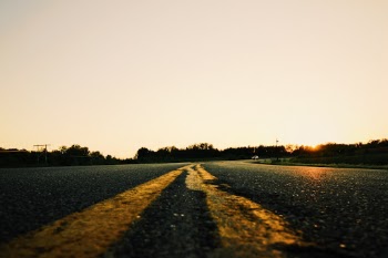 Yellow lanes by the airport