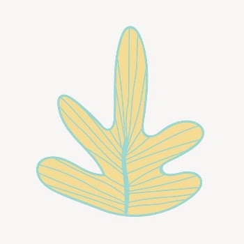 Yellow leaf doodle collage element, | Free PSD - rawpixel