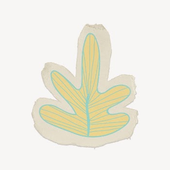 Yellow leaf doodle collage element, | Free PSD - rawpixel