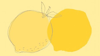 Yellow lemon fruit psd hand drawn design space on yellow background