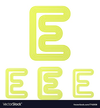 Yellow letter e logo design set vector image