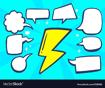 Yellow lightning with speech comics bubbl vector image