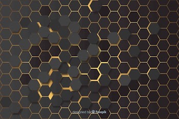 Yellow lights of hexagonal pattern background Free Vector