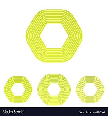 Yellow line hexagon logo design set vector image