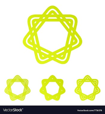 Yellow line star logo design set vector image