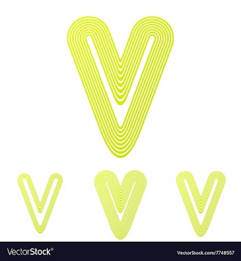 Yellow line v logo design set vector image