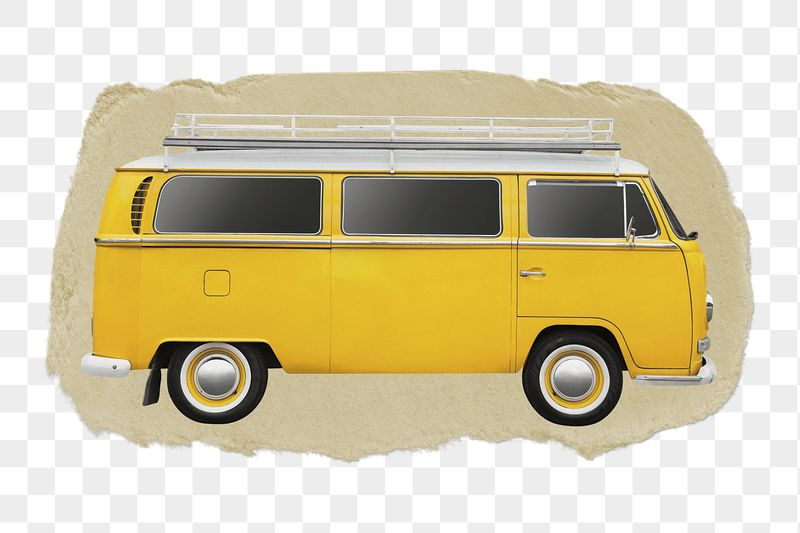 Yellow minivan png ripped paper | Free PNG - rawpixel