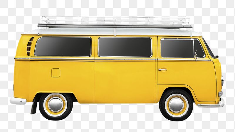 Yellow minivan png sticker, retro | Free PNG - rawpixel