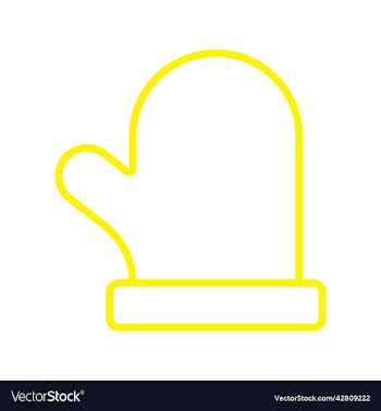 yellow mitten line art icon