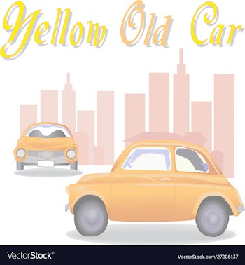 Yellow old car vector image