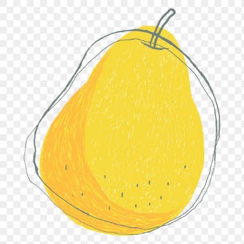 Yellow pear fruit logo png sticker hand drawn