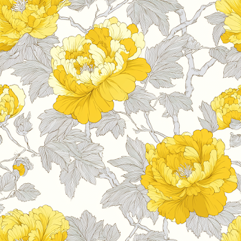 Yellow Peony Floral Pattern