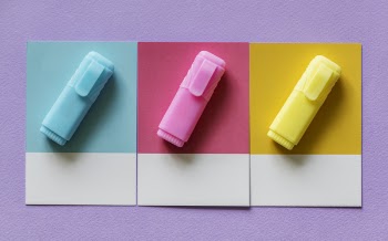 Yellow, Pink, and Blue Markers