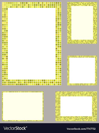 Yellow pixel mosaic page border template set vector image