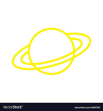 yellow planet saturn line art icon