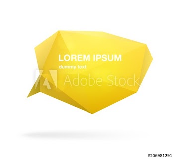 Yellow polygonal speech bubble or balloon with place for text, quote, phrase or message