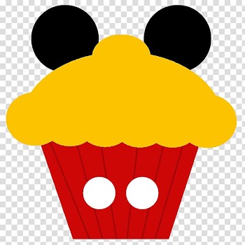 Yellow popcorn on red bucket illustration, Mickey Mouse Minnie Mouse Donald Duck Cupcake , mickey transparent background PNG clipart