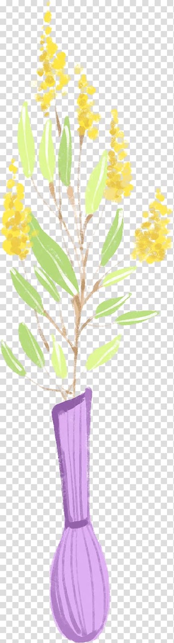 Yellow Purple Flower Floral design, Purple vase Yellow flowers transparent background PNG clipart