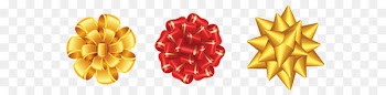 Yellow Red Flower - Gold and Red Bows Decors PNG Clipart Picture 