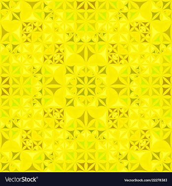 Yellow repeating kaleidoscope pattern background vector image